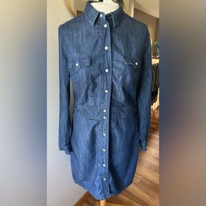 Boden Long-sleeved Blue Denim Tailored Dress Size 10R